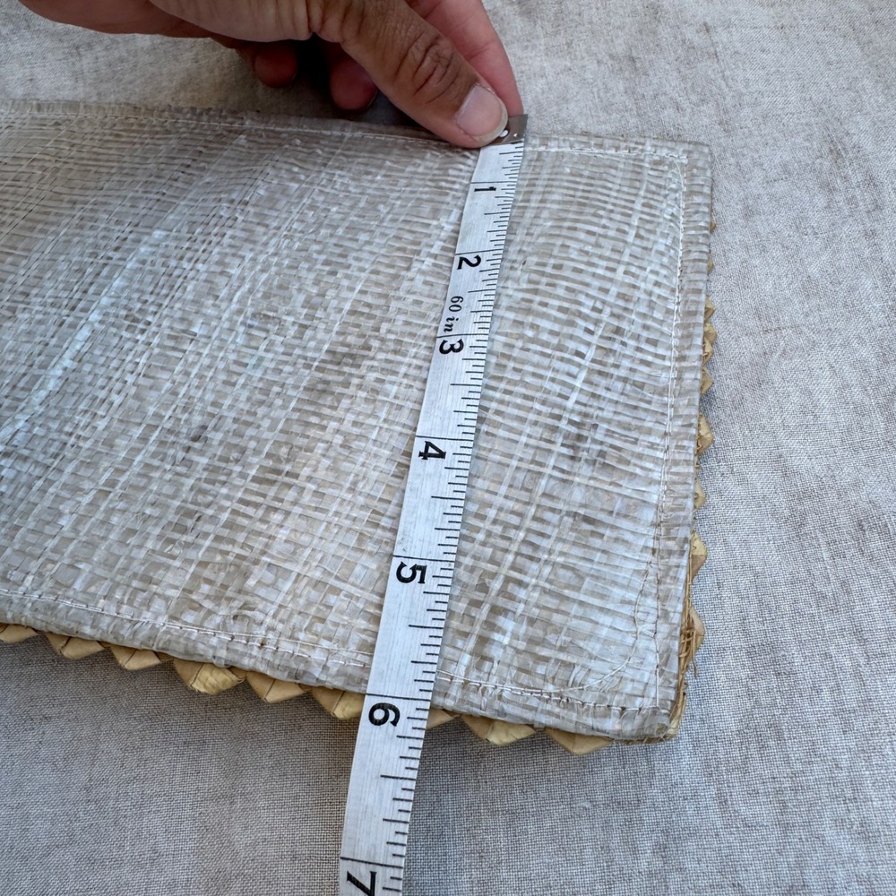 Vintage Hawaii Wall Pocket Letter Holder Woven Lauhala Raffia Floral Tiki MCM - Picture 6 of 11